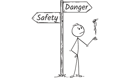 Illustration of Person Choosing Safety versus Danger