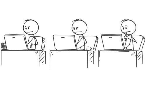 Illustration of Team Working at Computers