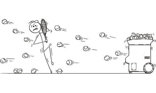Illustration of Person Struggline to Learn Tennis