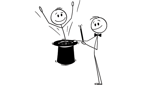 Illustration of Magician Making New Employee Appear
