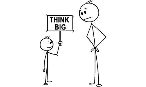 Illustration of Child Telling Adult to Think Big