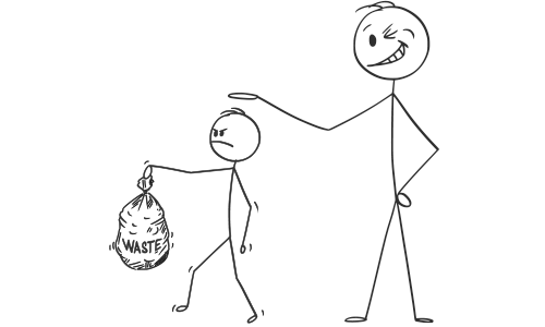 Illustration of Parent Delegating Chore to Child