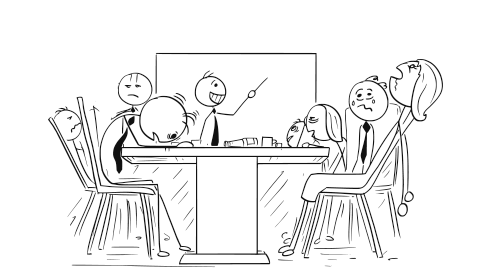 Illustration of Team Struggline to Get Through a Meeting