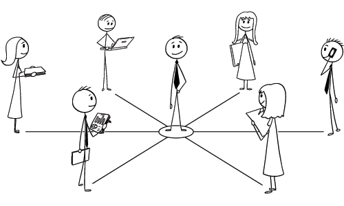 Illustration of a Manager Organizing Resources