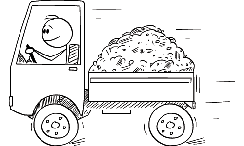 Illustration of a Manager Driving a Truck with Needed Resources