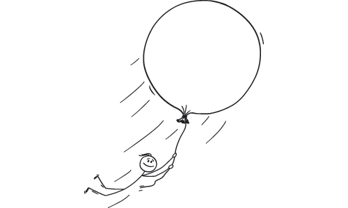 Illustration of Employee Riding a Balloon