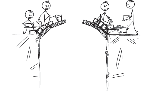 Illustration of Team Building a Bridge