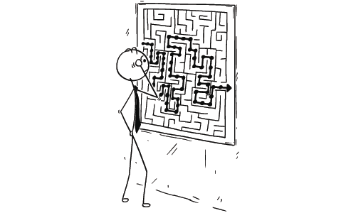 Illustration of Employee Solving a Puzzle